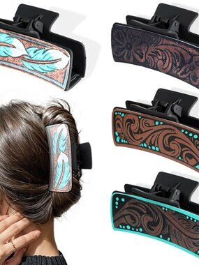 4 Western Hair Clips for Women Western Claw Clips for Country Cowgirl Hair